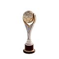 Golden Football Trophy With Silver Stand And Wooden Base Design