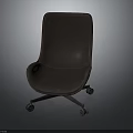 Dark Brown Leather Office Chair With Rolling Wheels And Simple Classic Design