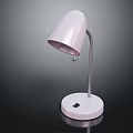 Pastel Pink Table Lamp With Curved Metal Stand And White Base For Home Office