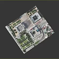Modern Architectural Complex Model With Green Spaces Buildings And Road Layout