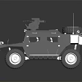 Gray Armored Vehicle Model With Large Tires Spare Tire And Roof Equipment