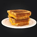 Golden Brown Grilled Cheese Sandwich With Melted Cheese On White Plate