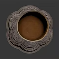 Silver Decorative Goblet With Intricate Carvings And Golden Rim For Daily Use