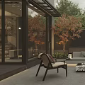 Modern Garden Landscape With Outdoor Sofa Greenery Fence And Patio Lighting