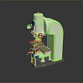 Industrial Machine Tool With Vertical Column Worktable And Red Marked Components