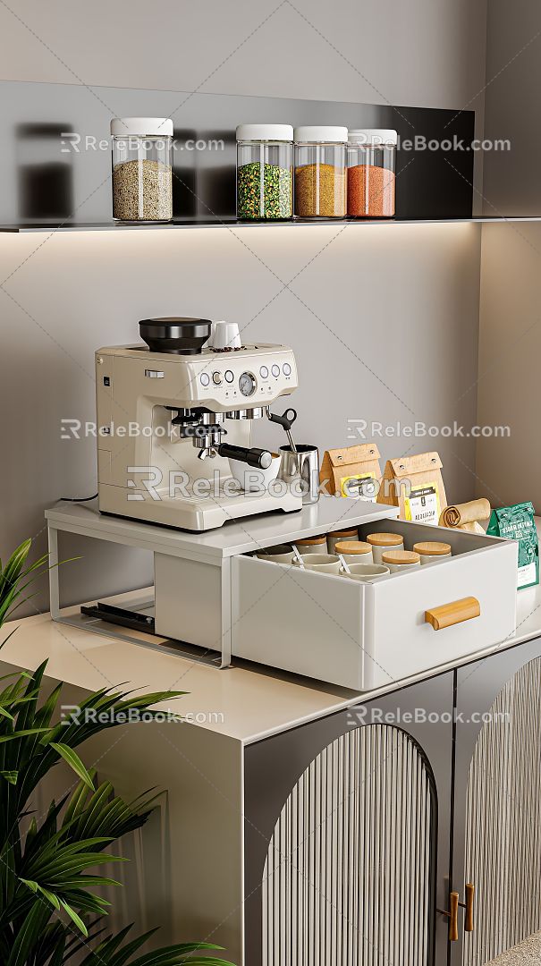 Kitchen Utensils Coffee Machine Drawer Bread Machine Kitchen Ornaments Kitchen Decorations Cup Coffee Cup 3d model