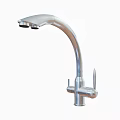 Stainless Steel Modern Kitchen Faucet With Curved Spout And Dual Control Handles