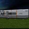 Modern Modular Geneva Guesthouse 02 White Orange Exterior Night Lighting On Grassland