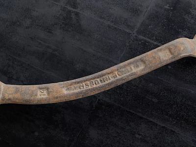 Vintage Metal Wrench Tool with Engraved Brand Name for Hardware Projects 3d model