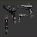 Futuristic Sci Fi Guns Featuring Mechanical Details And Metallic Tactical Design