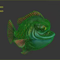 Cartoon Style Colorful Fish With Green Blue Red Pink Scales Big Eyes And Sharp Teeth