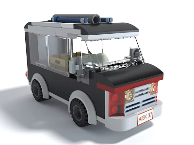 Building Blocks Toy Car Model With Roof Accessories And License 3d model