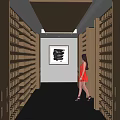 Hotel Corridor With Wooden Paneled Walls Dark Flooring Ceiling Light Strips And Artwork