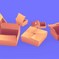 Assorted Decorative Ornament Sets In Open Cardboard Boxes With Purple Background 3d model