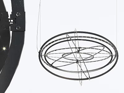 Sleek Contemporary Circular Metal Chandelier With Ring Structure And Geometric Lines For Interior Decoration 3d model