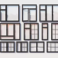 Collection of Various Window Styles Showcasing Different Designs And Frames 3d model