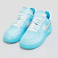 Light Blue Nike Sneakers with White Laces Swoosh Logo Leather Upper and Blue Sole