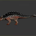 Detailed Ankylosaurus Dinosaur 3D Model With Spiked Back And Red Limbs
