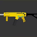 Yellow Toy Gun With Silver Barrel Black Grip And Blue Details