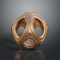 Golden Spherical Decorative Furniture Piece With Hollow Design And Intricate Carved Texture