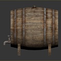 Wooden Barrel Water Barrel Old Wooden Barrel Water Barrel Pot Container Realistic 3d model