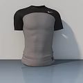 Nike Athletic Short Sleeve Shirt in Gray and Black on Gray Surface with White Background