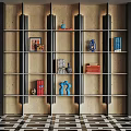 Modern Wooden Display Cabinet With Black Metal Frame Multi tiered Shelves Displaying Books Vases And Artworks