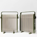 Two Green Radiators With White Fins And Metal Frames For Home Heating