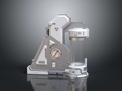 Modern Metallic Equipment Structure With Transparent Cylinder Control Panel And Gauge 3d model