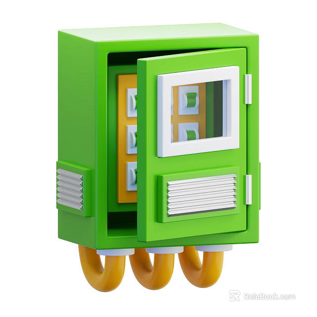 Smart Machine Green Control Box With Open Door Internal Components And Cables 3d model 