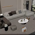 Modern Living Room Sofa And Coffee Table Set With Pillows Rug And Side Table