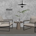 Modern Casual Table and Chair Casual Chair Round Vase Ornaments 3d model