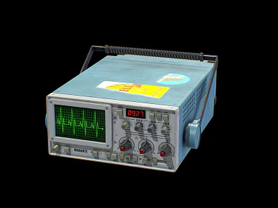Portable Industrial Digital Oscilloscope With Green Waveform Display And Control Knobs 3d model