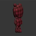 Cute Red Plaid Stuffed Bear Doll With Green Ears Nose And Black Eyes