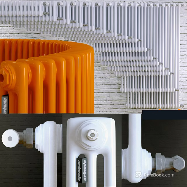 Modern Orange And White Radiators Showing Structural Design And Interior Applications 3d model