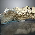 Natural Wooden Stone With Layered Texture And Rough Surface On Reflective Base