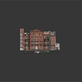 Detailed Architectural Model of Red Brick Classical Building With Decorative Facade and Vines