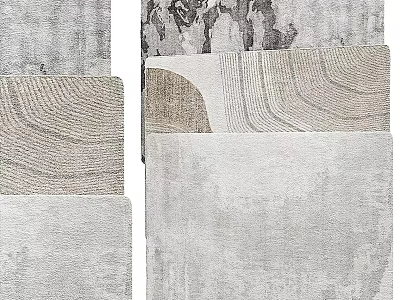 Square Area Rugs With Textured Patterns In Neutral Gray Tones 3d model