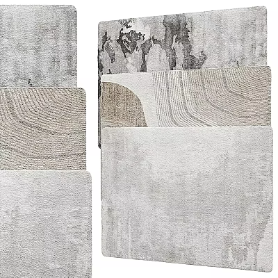 Square Area Rugs With Textured Patterns In Neutral Gray Tones 3d model