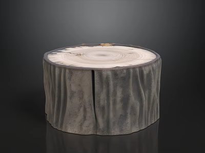 Rustic Sofa and Coffee Table Set with Natural Tree Stump Design and Round Wood Top 3d model