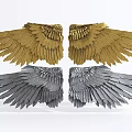 Two Pairs of Gold and Gray Wing Shaped Decorative Wall Decor