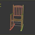 Comfortable Wooden Rocking Chair With Slat Back Armrests And Natural Wood Finish
