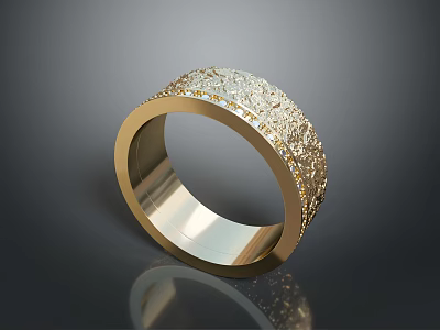 Elegant Gold Ring With Shiny Diamond Inlaid Design For Daily Life Use 3d model