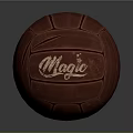Red Leather Basketball With Embossed Magic Text And Star Design
