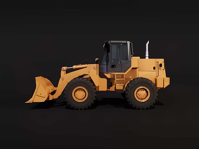 Yellow Functional Loader with Large Bucket Black Tires and Cab Heavy Duty Construction Vehicle 3d model
