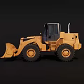 Yellow Functional Loader with Large Bucket Black Tires and Cab Heavy Duty Construction Vehicle