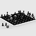 Chess Entertainment With Wooden Chessboard Black And White Squares And Golden Dark Brown Pieces
