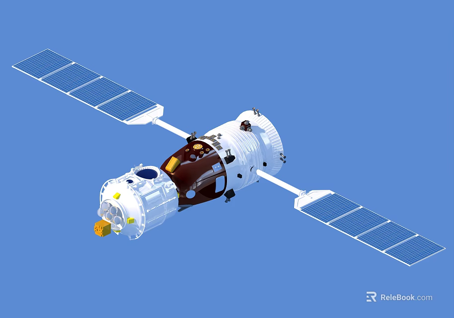 Modern Space Station Module Exterior With Solar Panels And Docking Port 3d model 