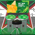Heineken Silver Interactive Zone With Star Shaped Neon Light Screen And Drum Devices 3d model