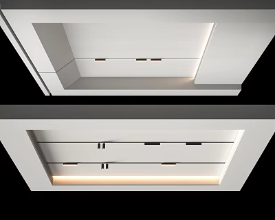 Modern Ceiling Design with LED Strip Lighting and Sleek Panel Details 3d model